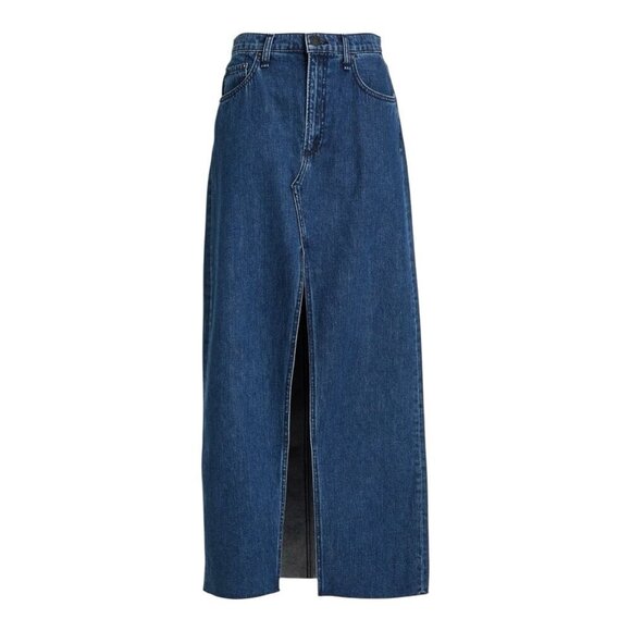 Rag & Bone Avery Maxi Denim Skirt Sz 28 Dark Denim Western Boho Y2K Split Front - Picture 3 of 14